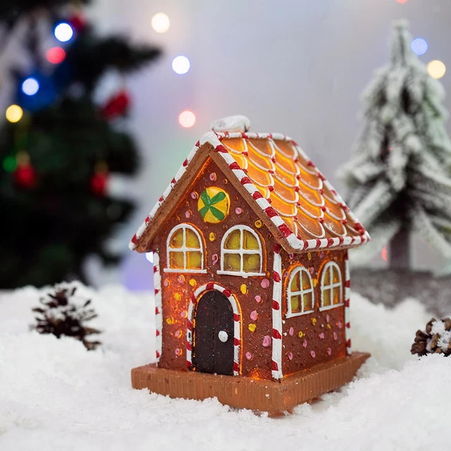 10 pcs Village de Noël Maisons Figurines Lumineux Chalet Animé LED