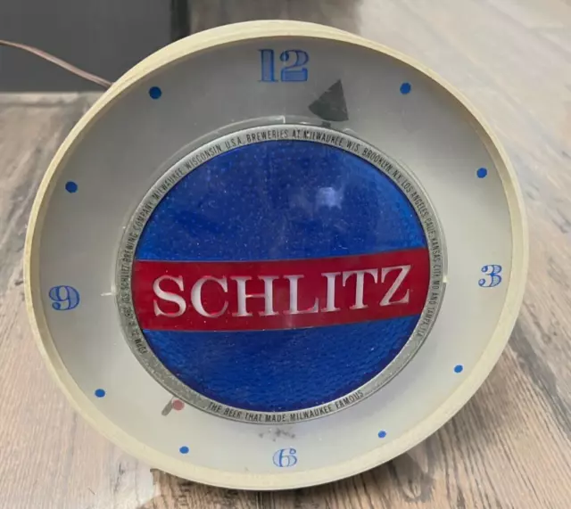 Schlitz Beer 1961 Bar Tavern Clock w Light & Lava Lamp Effect Works Schlitz Beer 1961 Bar Tavern Clock w Light & Lava Lamp Effect Works