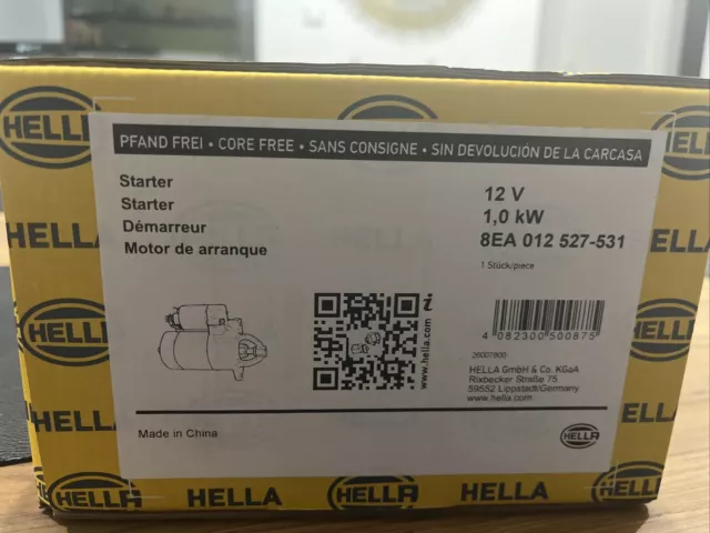 HELLA Anlasser Starter 12V 1 kW für AUDI A3 GOLF 5 6 POLO IBIZA 4 LEON OCTAVIA 2