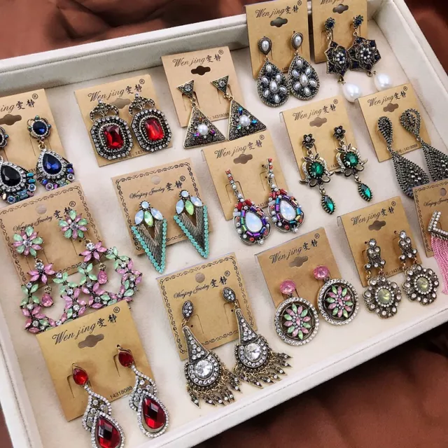 Wholesale 5 Pairs Vintage Retro Dangle Stud Earrings Boho Hoop Jewelry Lot