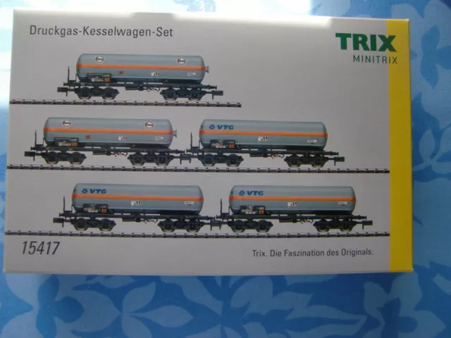 Trix minitrix 15417 Wagen-Set "Druckgas-Kesselwagen" der DB AG