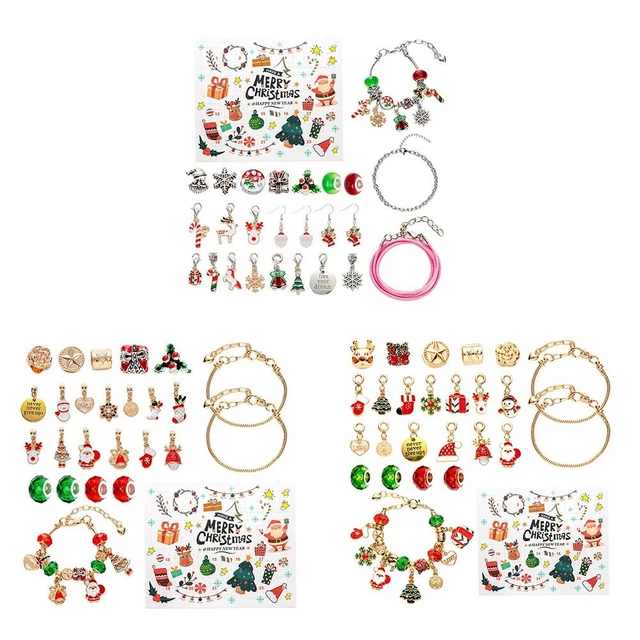 Calendario de pulsera de cuenta regresiva de Navidad lleno de diversión con regalo de joyería hágalo usted mismo