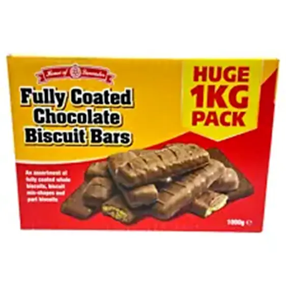 Broken Biscuit - Fully Coated Chocolate Biscuits and  Bars  Large 1kg Box.
