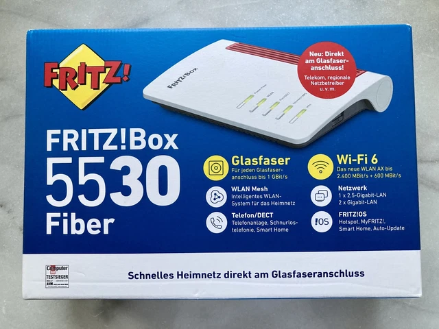 AVM FRITZ Box 5530 Fiber - weiß - Glasfaser - Wi-Fi 6 - 5 GHz + 2,5 GHz - neu!