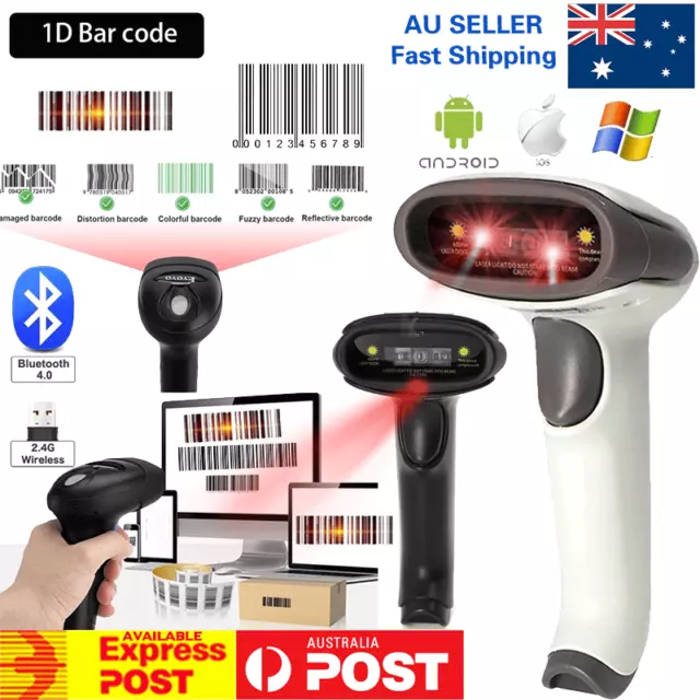 Wireless Bluetooth Barcode Scanner Laser Reader For Android Apple IOS Windows AU