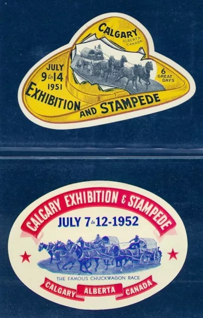 Canada Calgary Stampede Labels 1951 & 1952 Og Mnh Vf