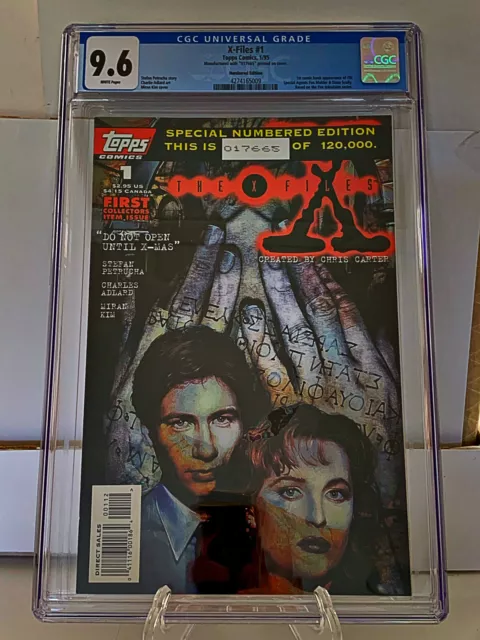 X-FILES #1 CGC 9.6 1st Scully Mulder Comics TV 1995 TOPPS Serial Number VARIANT