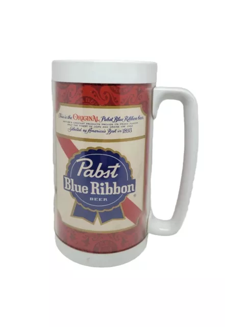 Pabst Blue Ribbon Beer Thermo-Serv Plastic Mug Stein Made In USA PBR Vintage