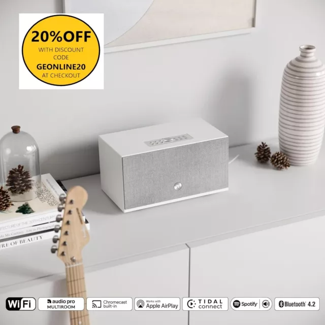 Audio Pro Addon C10 MK2 WiFi Wireless Bluetooth Multi-Room Speaker - White