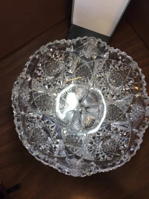 Libbey signed crystal bowl Deep Cut Crystal Beautiful Pattern.