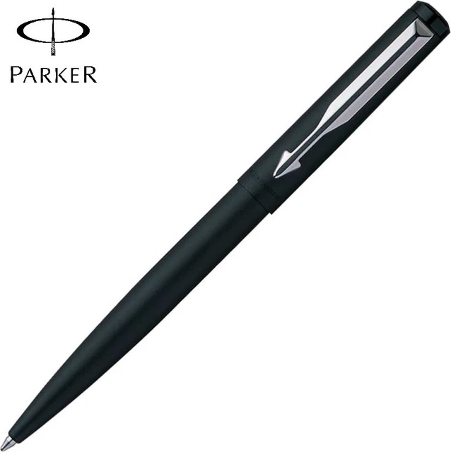 thumbnail image 2 of Parker Vector Matte Black CT Ballpoint Pen - Fine Point 0.8mm, Blue Ink, Chrome Trim, Vintage Style, Made In India 2 of 3