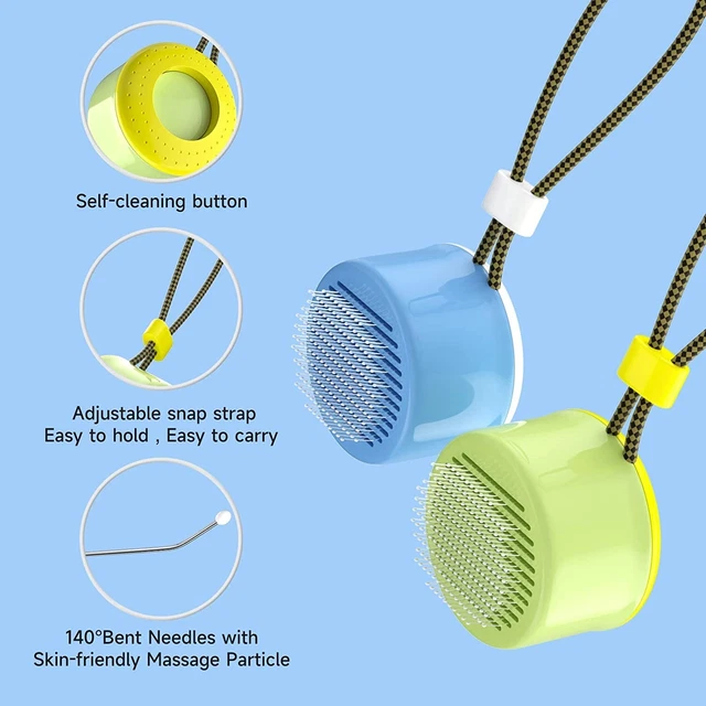 2x Self-Cleaning Slicker Grooming Hair Fur Cats Dog Pet Brush Comb Massage Tool