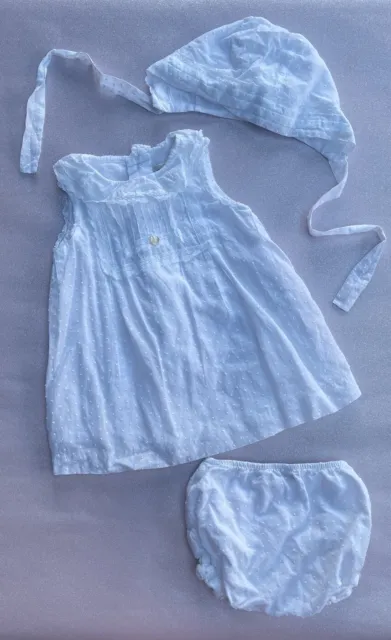 Baby Girls Pili Carrera Dress, Pants & Bonnet 12 Months Spanish Outfit