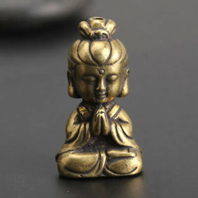 Stilvolle Miniatur Messing Guanyin Buddha Statue für Home Office Dekoration