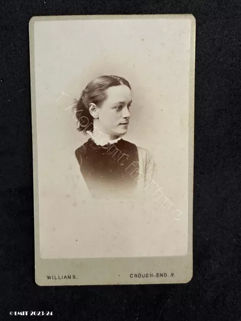 CDV Lady High Forehead by Williams Antique Victorian Fashion History Photo