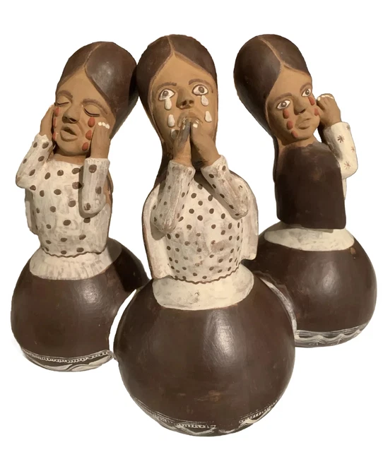 3 Women W Tears Figurine Signed Vtg