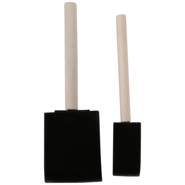 40 Pcs Foam Sponge Paint Brush Wood Handle Paint Brush Set Painting Tool fo I2Y5