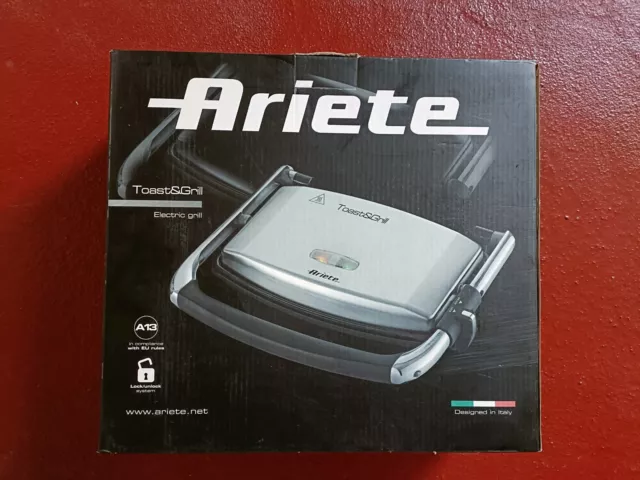 Ariete Toast&Grill 1911 Tostapane Tostiera Piastra Toast Antiaderente NUOVO