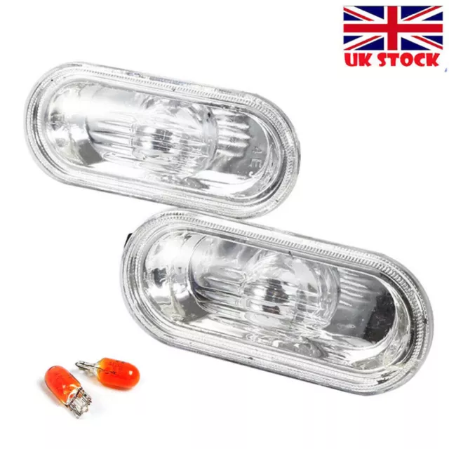 2X For VW Golf MK4 97-03 Crystal Clear Side Indicators Repeaters Set With Bulb