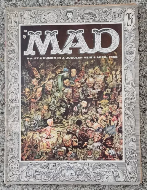 Mad Magazine 27 -April 1956  Golden Age (rare) Fine 1st Alfred E Neuman in color