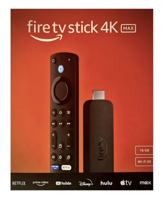 AMAZON FIRE TV Stick 4K MAX, 2.0 GHz, Wi-Fi 6E, 16GB, streaming device. New