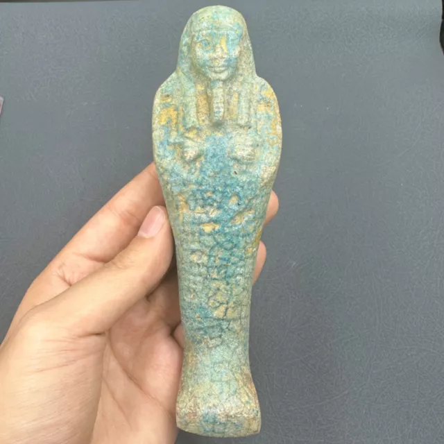 Figura única estatua de loza de Shabti egipcio antiguo muy antigua rara