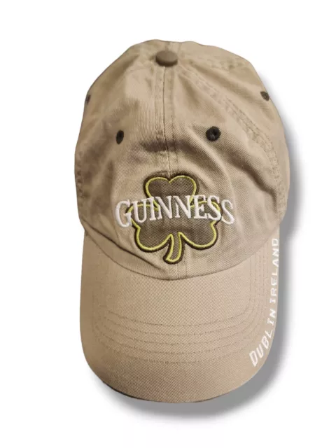 Guinness Dublin Ireland Tan Baseball Hat Adjustable Shamrock Logo - Lightly Worn