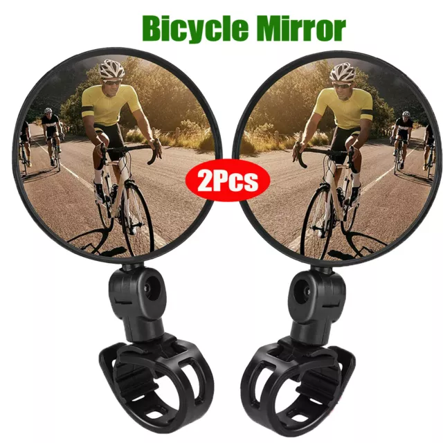 2 Bicycle Adjustable Rearview Mirror MTB Bike Handlebar Convex Rear View Mirrors