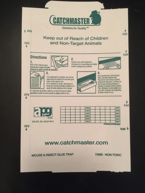 72 Catchmaster Peanut Scent Glue Boards  Mouse - Spiders - Silverfish - Insects