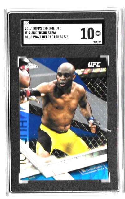 ANDERSON SILVA 2017 Topps Chrome UFC BLUE WAVE REFRACTOR #/75 SGC 10 GEM MINT
