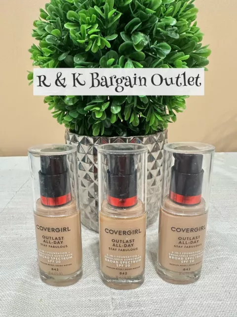 3 ~ CoverGirl Outlast All Day Stay Fabulous 3-in-1 Foundation # 842 Medium Beige