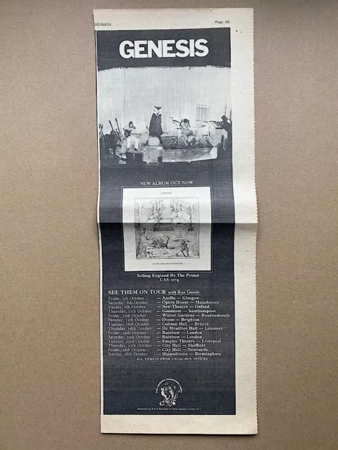 GENESIS SELLING ENGLAND BY THE POUND MEMORABILIA Original music press advert fro