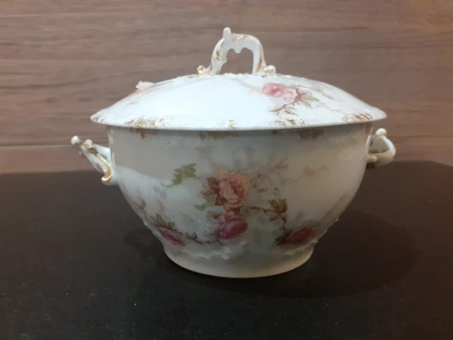Ch. Field Haviland Limoges-bol a bouillon-decor de fleurs rose-porcelaine fine
