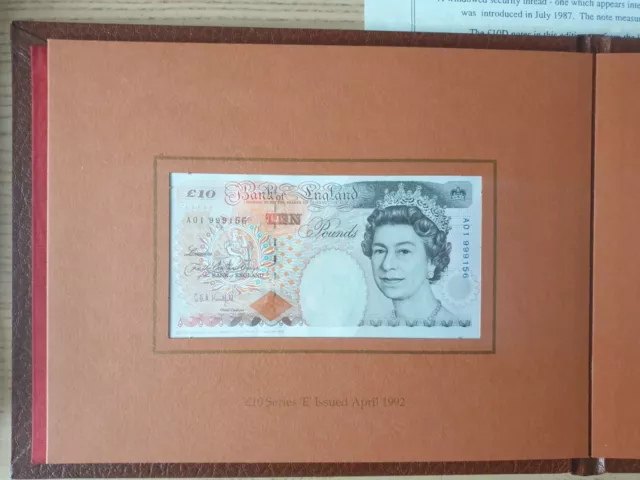 Bank of England Kentfield £10 First & Last Prefix Banknote Matching Serial Album 3