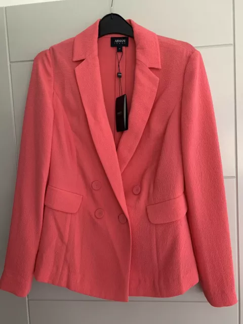 Armani Jeans Pink Double-Breasted Blazer Jacket Brand New RRP £450 Size 8/10