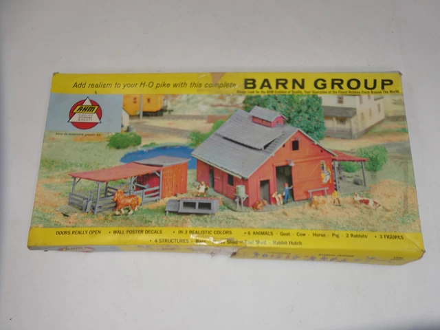 VINTAGE AHM REALISTIC H-O Scale Barn Group Building Model Kit 5845:498 ...