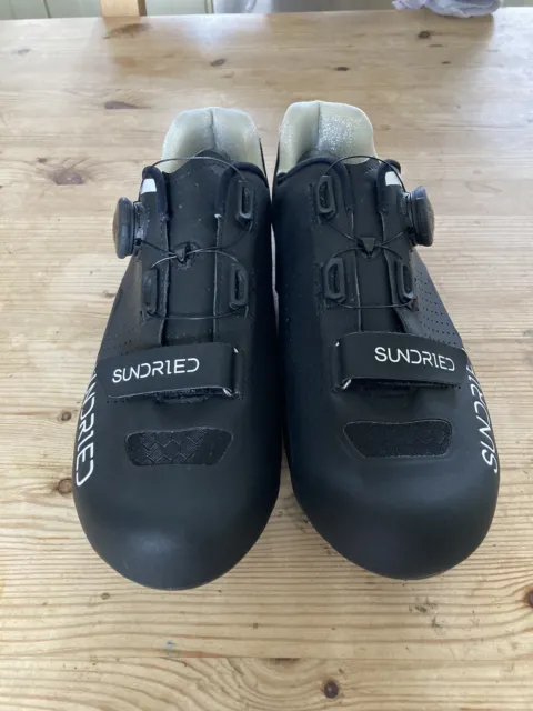 SUNDRIED Mens Road Pro Cycling Shoes UK 11 SPD Cleats Black
