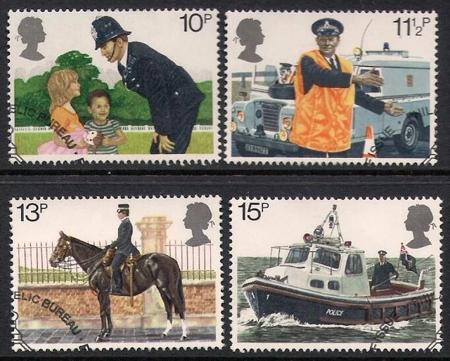 GB 1979 sg1100-03 Metropolitan Police Land Rover Set Barca Cavallo Ben Usato