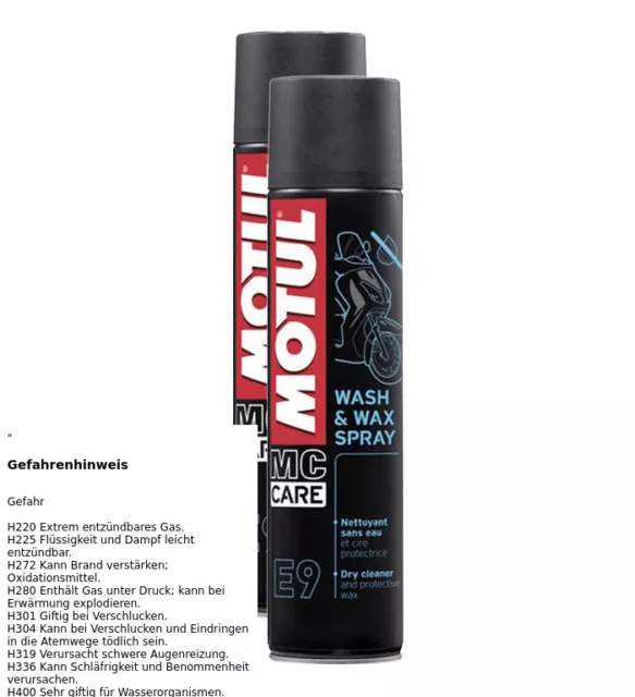 2x MOTUL MCCARE E9 WASH & WAX SPRAY TROCKEINREINIGER 103174 400ml