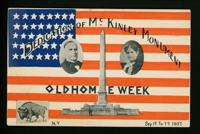 Buffalo New York NY postcard Americana patriotic McKinley Monument Old Home Week