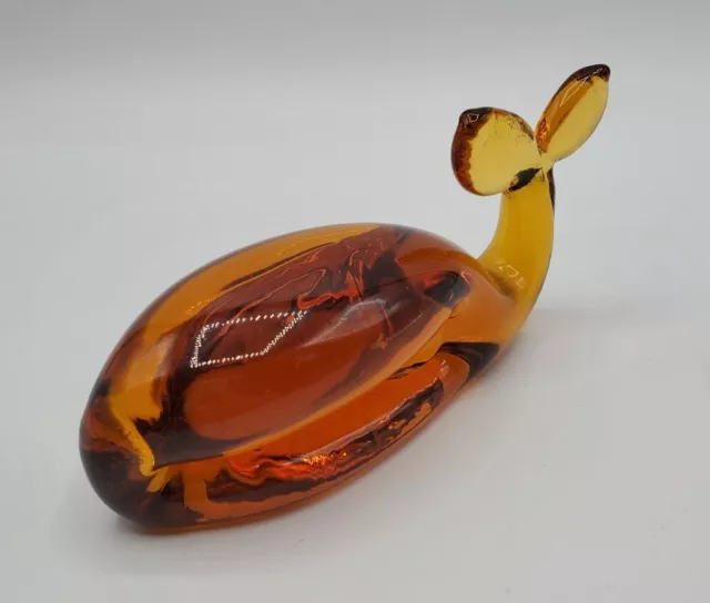 Vtg Pilgrim Art Glass Amber Whale Fish Figurine Paperweight Hand Blown Nautical