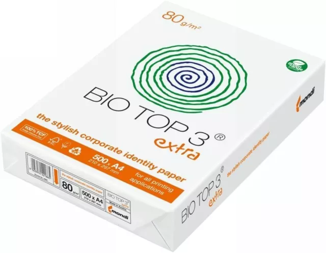 BioTop 3 Extra Kopierpapier 80g TCF von Mondi DIN A4 - 2500 Blatt naturweiß 2