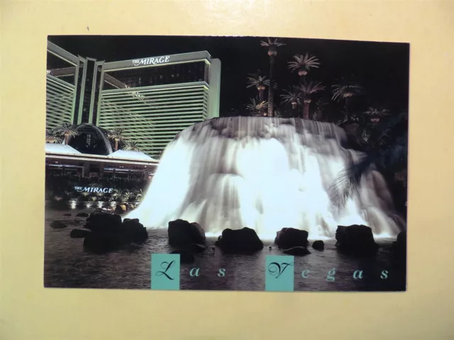 Mirage Casino Hotel Las Vegas Nevada vintage postcard night view of volcano