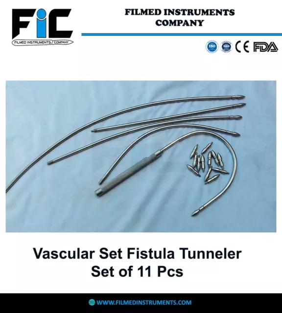 Vascular Set Fistula Tunneler Set of 11 PCs Orthopedic Surgical Instruments