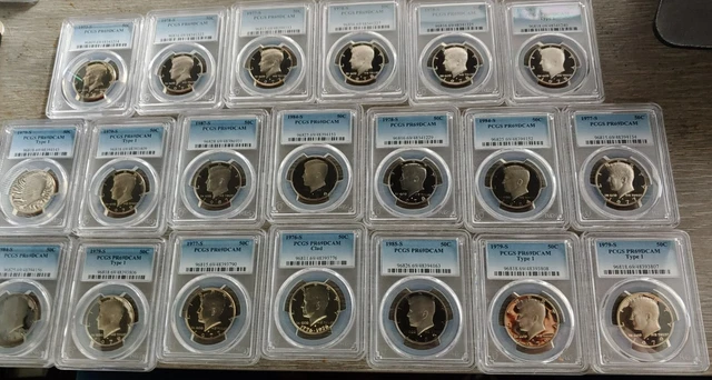 Pcgs Box Of 20 X Pcgs Pr69Dcam Proof Jfk Lot Of 20 Coins All 35 Years And Older