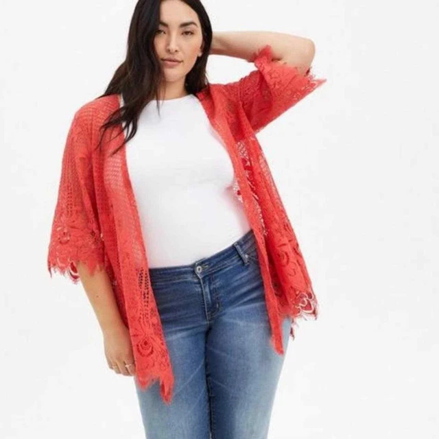 Torrid Coral Lace kimono
