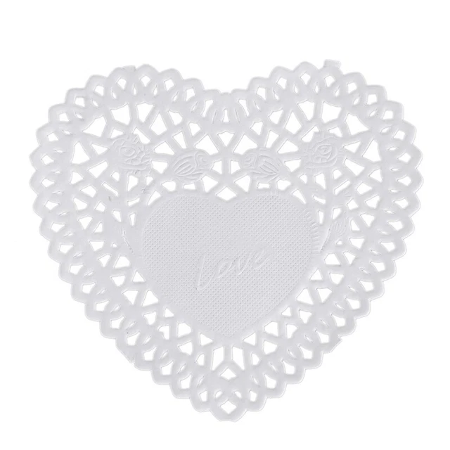 100x 4 inch White Love Heart  Lace Doilies doily For cardmaking scrapbooking OA8