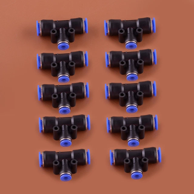 10x Pneumatic Reduced T Union Push In Fitting Tube 3/8" 10mm To 1/4" 6mm