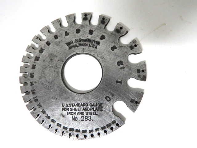 Starrett No. 283 U.S Standard Gauge For Sheet & Plate, Iron & Steel 0-36 Gauge