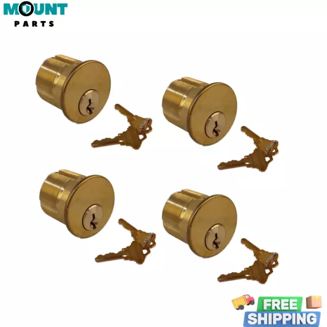 4PCS Mortise Lock Keyed Different SC1 Cylinders Adams Rite Type For Door Brass